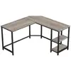 Image de Bureau d'angle droit avec étagère 2 niveaux style industriel