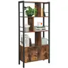 Image de Vasagle étagère, bibliothèque à 4 niveaux, meuble de rangement, placad, avec portes, grand, cadre en acier, pour salon, bureau, chambre, style industriel, marron rustique et noir lbc022b01 74 x 30 x 154,5 cm