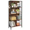 Image de Vasagle bibliothèque, étagère de rangement, 4 niveaux, pour livres et objets de décoration, cadre en acier stable, avec crochets en s, pour salon, chambre, marron rustique et noir lbc023b01