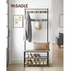 Image de VASAGLE Porte-Manteau avec Étagère à Chaussures Meuble d’Entrée avec Banc 3-en-1 Cadre en Acier 32 x 70 x 175 cm Grège et Noir