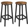 Image de Vasagle tabourets de bar hauts, lot de 2, chaises de bar, siège de cuisine, cadre en acier, hauteur 65 cm, montage facile, style industriel, marron rustique et noir lbc32x