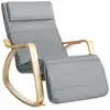 Image de Songmics fauteuil à bascule en bois de bouleau, chaise berçante avec repose-pied réglable sur 5 hauteurs, housse en coton, capacité de charge 150 kg, pour salon, chambre, gris clair