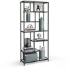 Image de Bibliothèque - VASAGLE - 6 Niveaux - Verre Trempé - Noir Pur