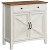 Image de VASAGLE Buffet Meuble de Rangement avec Tiroir avec Portes Étagère Réglable 40 x 80 x 80 cm Blanc Rustique et Marron Miel