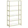 Image de Étagère en verre à 6 niveaux, bibliothèque, étagère de rangement, verre trempé, facile à monter, pour salle de bain, salon, chambre, bureau, doré métallique