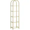 Image de Bibliothèque 5 Niveaux Dessus Arqué Structure en Métal pour Salon Chambre Bureau Doré Métallique et Transparent