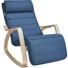 Image de Fauteuil à Bascule - SONGMICS - Repose-pieds Réglable - Capacité 150 kg - Bleu Minuit et Couleur Boisée