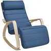 Image de Fauteuil à bascule, avec accoudoirs en bois, chaise d’allaitement, repose-pieds réglable en 5 positions, capacité 150 kg, pour chambre, salon, bleu minuit et couleur boisée