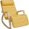 Image de Fauteuil à Bascule - SONGMICS - Repose-pieds Réglable - Capacité 150 kg - Jaune Canard et Couleur Boisée