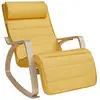 Image de Fauteuil à bascule, avec accoudoirs en bois, chaise d’allaitement, repose-pieds réglable en 5 positions, capacité 150 kg, pour chambre, salon, jaune canard et couleur boisée