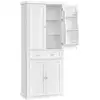 Image de Grand placard de cuisine, meuble de rangement de 182,1 cm de haut, armoire, avec un tiroir, 4 planches réglables, 6 étagères de porte, pour salon, cuisine, blanc