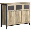 Image de Meuble de rangement, buffet, avec placard 3 portes, pour salle à manger, salon, cuisine, entrée, cadre en acier, style industriel, marron turquoise et noir d'encre