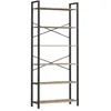 Image de Bibliothèque 6 Niveaux en Acier pour Salon Chambre Bureau 30 x 80 x 186 cm Style Industriel Marron Chameau et Noir dEncre