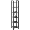 Image de Étagère 6 niveaux, bibliothèque, meuble de rangement, pour bureau, salon, chambre, 30 x 40 x 187,5 cm, style industriel, noir boisé et noir