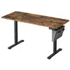 Image de Bureau électrique assis-debout, bureau réglable en hauteur, 60 x 140 x (72-120) cm, 4 hauteurs mémorisables, pochette de rangement, pour bureau, marron rustique et noir d'encre