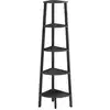 Image de Étagère d'angle, bibliothèque 5 niveaux, étagère échelle, meuble de rangement, porte-plante pour salon, style industriel, avec cadre en acier, gris anthracite et noir mat