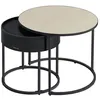 Image de Tables Basses Lot de 2 Style Moderne Rangement Discret et Plateau pour Salon Chambre Balcon Beige Naturel et Noir dEncre