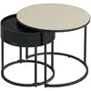 Image de Tables basses, lot de 2, tables d’appoint rondes, tables gigognes, style moderne, rangement discret et plateau, pour salon, chambre, balcon, beige naturel et noir d'encre
