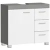 Image de Meuble sous Lavabo 3 Grands Tiroirs Placard sous Vasque 2 Compartiments Derrière la Porte 30 x 70 x 64 cm Gris et Blanc
