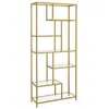 Image de Bibliothèque - VASAGLE - 6 Niveaux - Verre Trempé - Doré Métallique