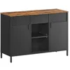 Image de Buffet - SONGMICS - Armoire de Rangement Fermeture Magnétique Marron Rustique et Noir Mat