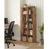 Image de Bibliothèque 10 Compartiments pour Salon Bureau Chambre Séparateur de Pièce Style Industriel Marron Rustique