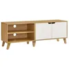 Image de Meuble TV 2 Portes Longueur 140 cm pour Téléviseurs 60 Pouces Salon Salle à Manger Chambre Chêne Naturel et Blanc Crème