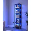 Image de Bibliothèque LED à 6 Niveaux Lumière Réglable Cadre en Acier 303 x 40 x 1786 cm pour Salon Chambre Bureau Noir Boisé