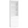 Image de Bibliothèque, armoire haute, buffet, 3 tiroirs de tailles différentes, étagères réglables, hauteur 180 cm, pour salon, chambre, bureau, moderne, gain de place, blanc neige