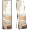Image de Grand Miroir sur Pied avec Miroir Grossissant Verre Trempé Rectangulaire Coins Arrondis 160 x 50 cm Noir