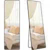 Image de Miroir intégral, 165 x 50 cm, miroir rectangulaire sur pied, grand miroir à poser au sol, cadre en alliage d’aluminium, verre trempé, noir d’encre