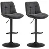 Image de VASAGLE Tabourets de Bar Lot de 2 Chaise de Cuisine Siège Pivotant à Hauteur Réglable avec Dossier et Repose-Pieds Acier Gris