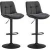 Image de Tabourets de bar, lot de 2, chaise de cuisine, siège pivotant à hauteur réglable, avec dossier et repose-pieds, salle à manger, comptoir, acier, gris ardoise