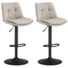 Image de VASAGLE Tabourets de Bar Lot de 2 Chaise de Cuisine Siège Pivotant à Hauteur Réglable avec Dossier et Repose-Pieds Acier Blanc