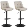 Image de Tabourets de bar, lot de 2, chaise de cuisine, siège pivotant à hauteur réglable, avec dossier et repose-pieds, salle à manger, comptoir, acier, blanc crème