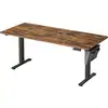 Image de Bureau électrique réglable en hauteur, 180 x 80 cm, table assis-debout, fonction mémoire 4 hauteurs, pour bureau, télétravail, marron rustique