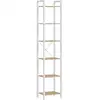 Image de Étagère 6 niveaux, bibliothèque, meuble de rangement, pour bureau, salon, chambre, 30 x 40 x 187,5 cm, style industriel, beige naturel et blanc mat