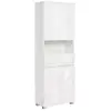 Image de Armoire de salle de bain, meuble de rangement, colonne, avec 2 tiroirs, étagères réglables, compartiments, 30 x 60 x 170 cm, blanc nuage