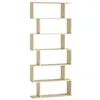 Image de Bibliothèque Étagère à 6 Niveaux 24 x 70 x 1916 cm Meuble de rangement Cloison Séparateur Moderne Beige Naturel