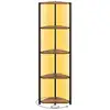 Image de Étagère d'angle à 5 niveaux, bibliothèque avec éclairage led réglable, meuble de rangement avec cadre en acier, 24,8 x 48 x 146,6 cm, pour salon, chambre, bureau, marron rustique