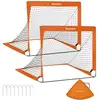 Image de Lot de 2, cage de football pour enfants, pliable, filet de football, montage rapide, pour jardin, cours, cadre en fibre de verre, tissu oxford et polyester