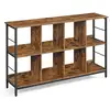 Image de Meuble de rangement 2 niveaux, étagère rangement, bibliothèque style industriel, 8 cubes, pour salon, bureau, entrée, cuisine, 33 x 132,6 x 80 cm, marron rustique et noir