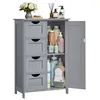 Image de Meuble Salle de Bain - Gris Tourterelle - 4 Tiroirs - Placard - Étagère Réglable - 30x55x82 cm