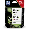 Image de Hp 305xl 2-pack High Yield Tri-color/bla Hp 305xl 2-pack High Yield Tri-color/black Original Ink Cartridge
