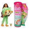 Image de Barbie coffret cutie reveal avec poupée articulée châtain avec mèches roses, chiot déguisé en grenouille, 10 surprises et accessoires, à collectionner, jouet enfant, a partir de 3 ans, hrk24