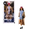 Image de Poupée de collection - BARBIE - @Barbie Style Teresa - Robe rayée bleu/blanc - Trench camel oversize - Coffret avec socle