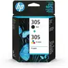 Image de Hp 305 Pack De 2 Cartouches D'encre Noire Et Trois Couleurs Authentiques (6zd17ae)
