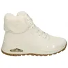 Image de Baskets blanches à talon semi-compensée avec des lacets plats et un zip
