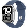 Image de Apple Watch Series 10 GPS - Aluminium Argent - Bracelet Sport Denim - 42 mm - Taille S/M