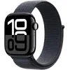 Image de Apple Watch Series 10 (GPS) - 42 mm - aluminium noir jais - Montre connectÃ©e avec bracelet sport - deux couches de matiÃ¨res textiles tissÃ©es - encre - taille du poignet : 130-200 mm - 64 Go - Wi-Fi 4, UWB, Bluetooth - 30 g en occasion ou reconditionné